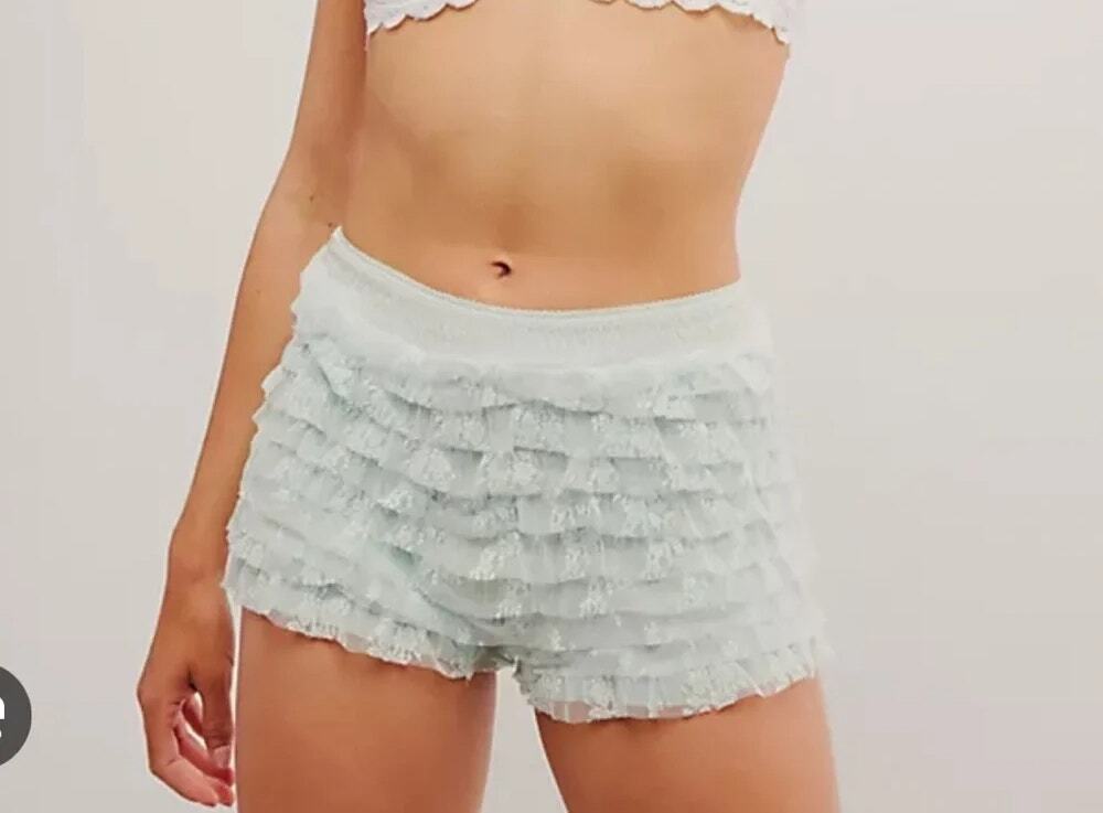 Free People Feeling For Lace Micro Shorts Billowing Sail Blue XS NWT